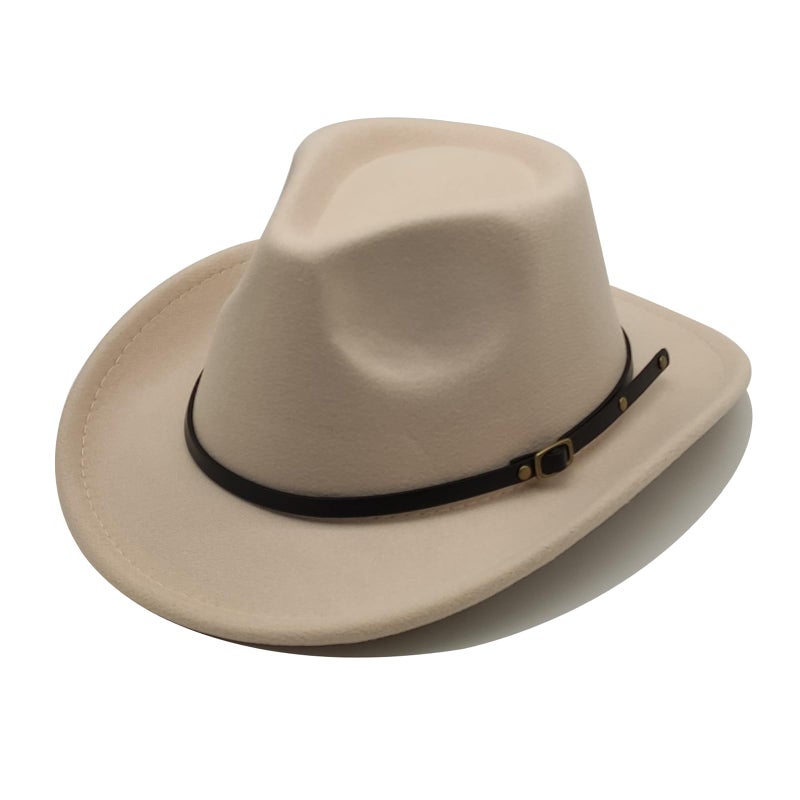 Willheoy Kids Cowboy Hat for Girls Boys Unisex Western Cowgirl Hat with Buckle Belt Wide Brim Fedora Hat Dress Up Costume - Image 1